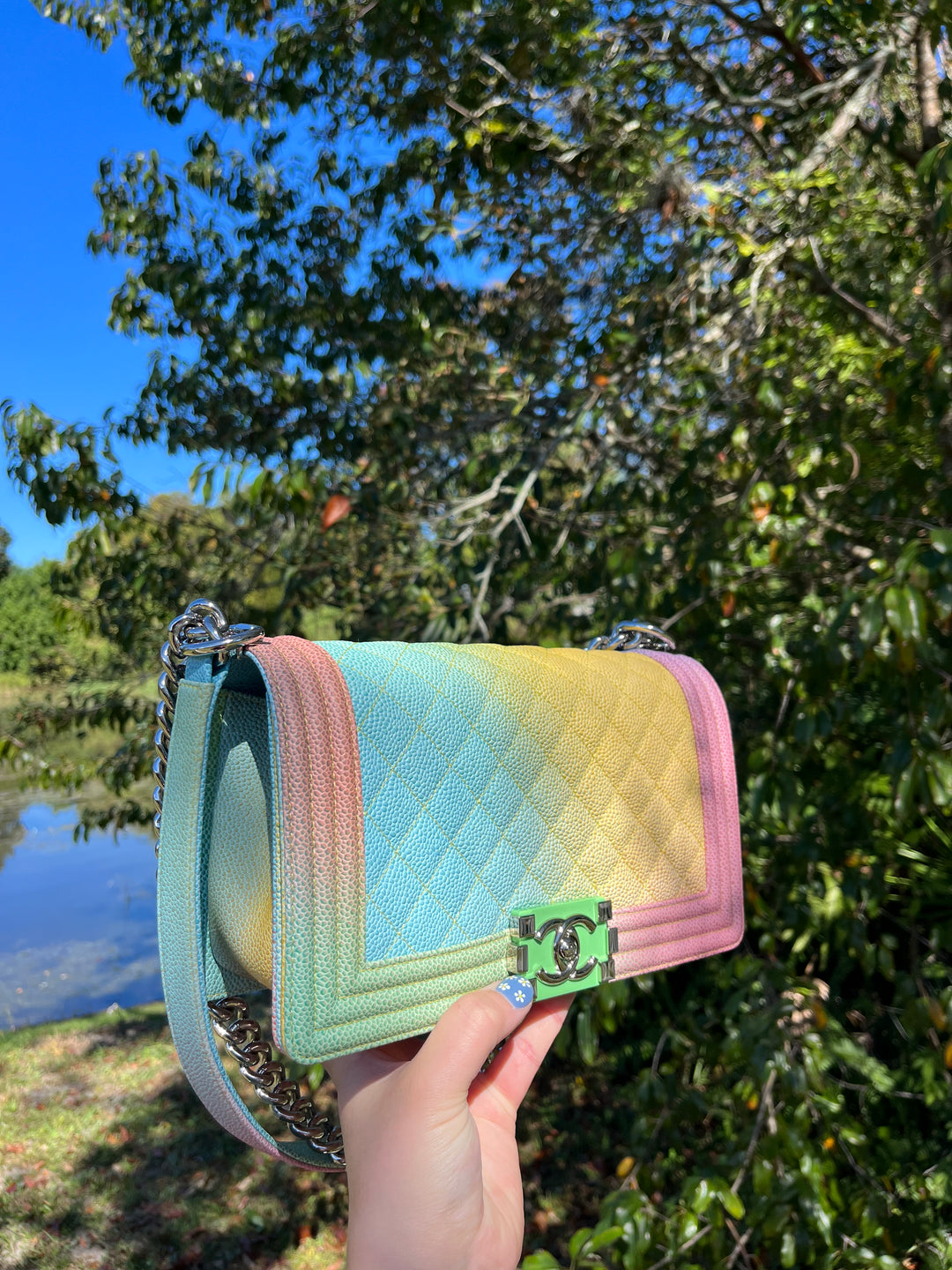Chanel Rainbow Caviar Medium Boy Bag