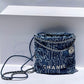 Chanel Blue Washed Denim Mini Logo Embroidered 22