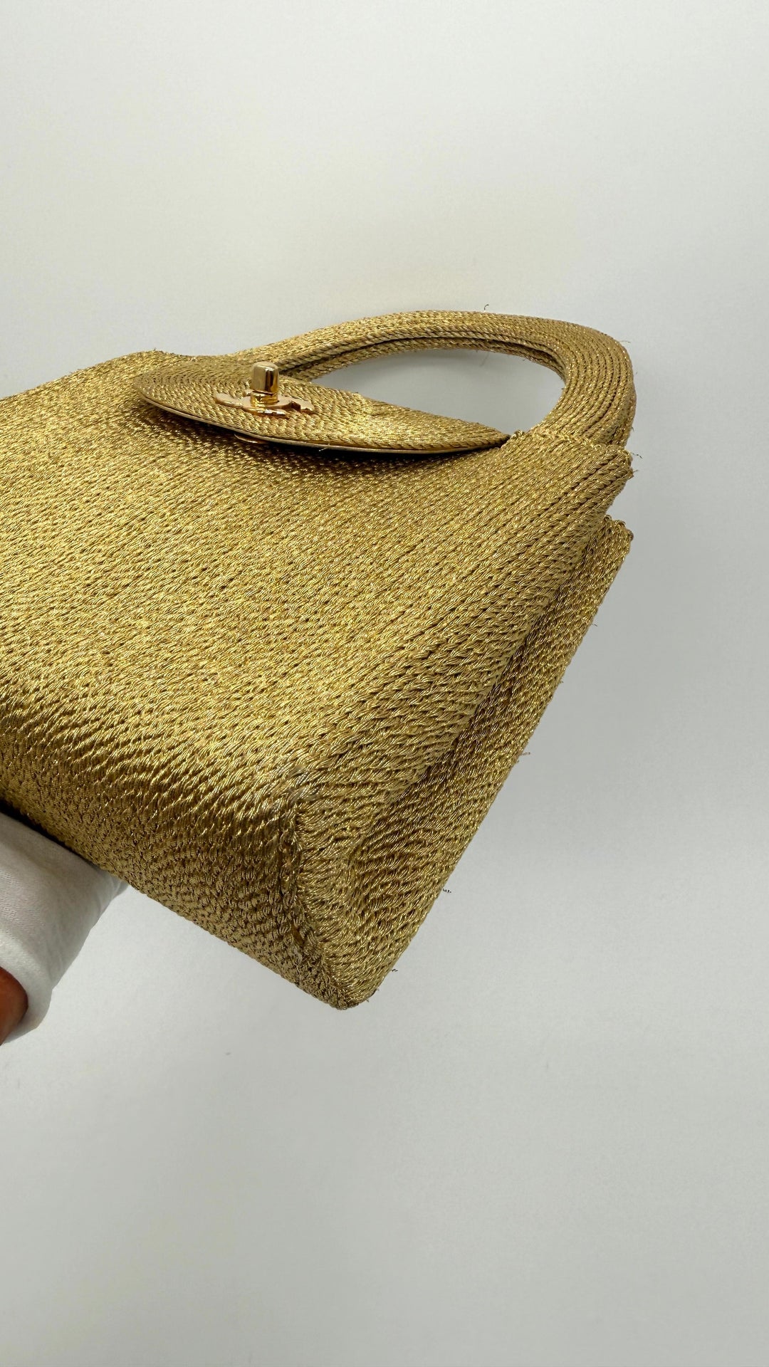 Chanel RARE 1998 Gold Silk Woven Small Kelly