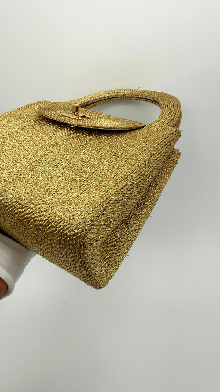 Chanel RARE 1998 Gold Silk Woven Small Kelly