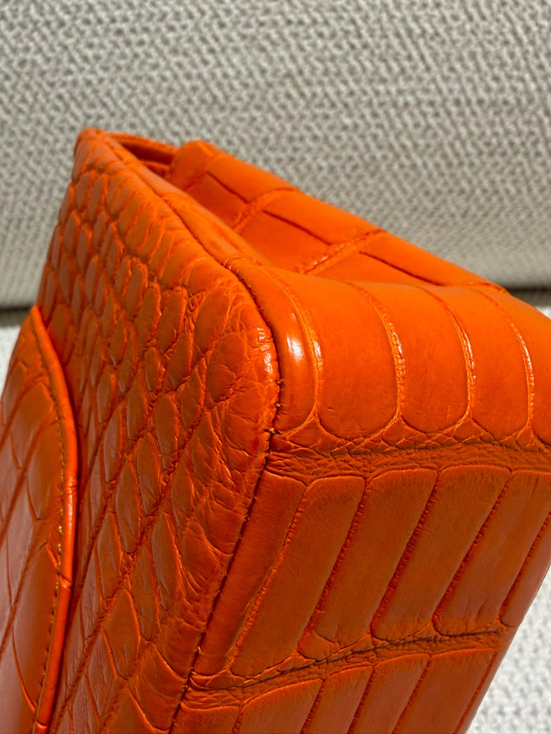 Chanel Medium Classic Flap Bag Matte Alligator Orange Light Gold Hardware 2013