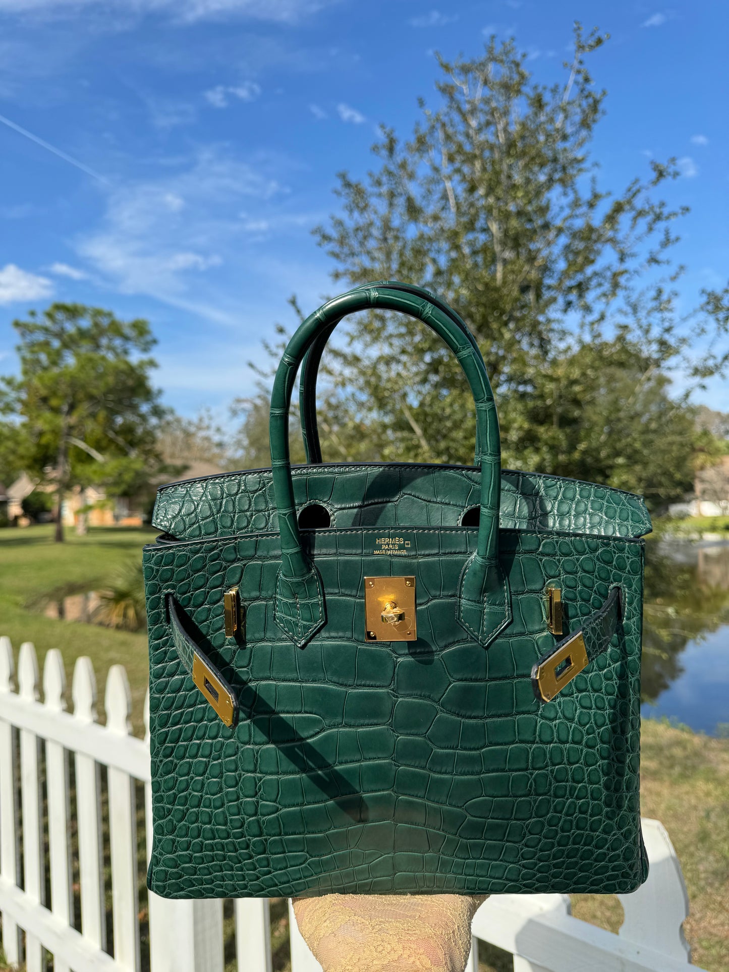 Hermes Matte Croc Vert Fonce Birkin 30