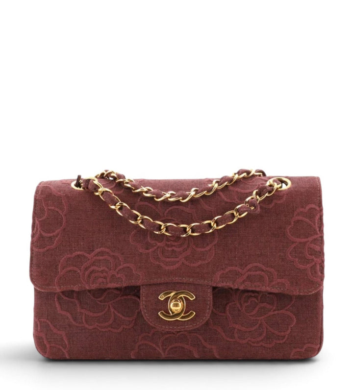 Chanel Classic Flap Small Camellia Burgundy 24K Gold Hardware 1997