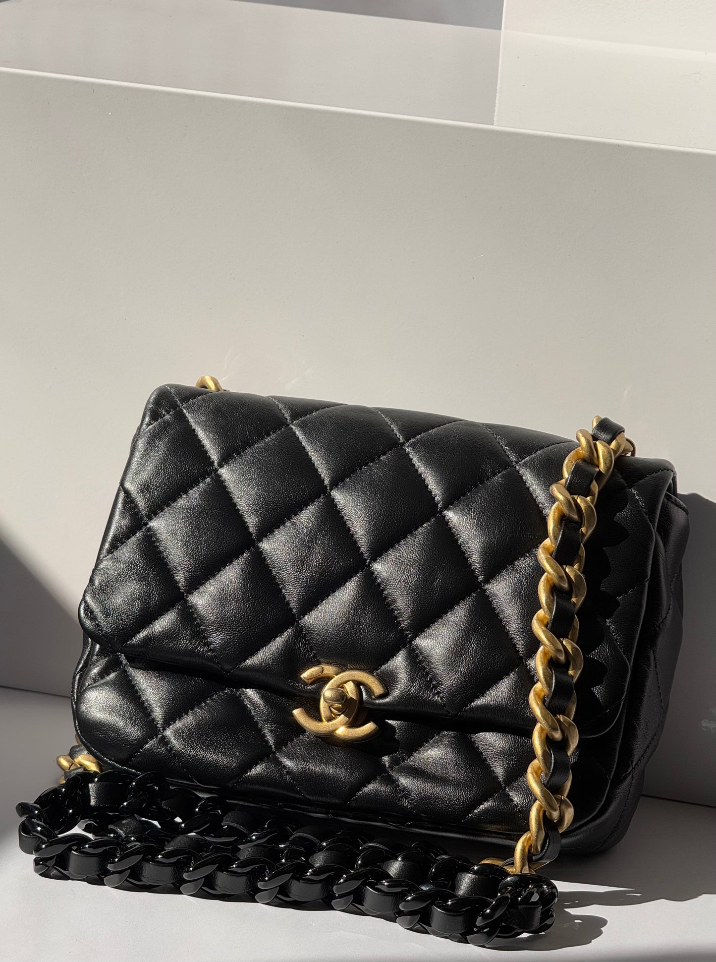 Chanel Lacquered Metal Small CC Lambskin Flap Bag