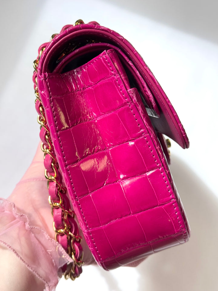 Chanel Fuchsia Alligator Medium Classic Flap Bag