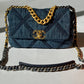 Chanel Small Navy Quilted Denim 19 Flap Bag