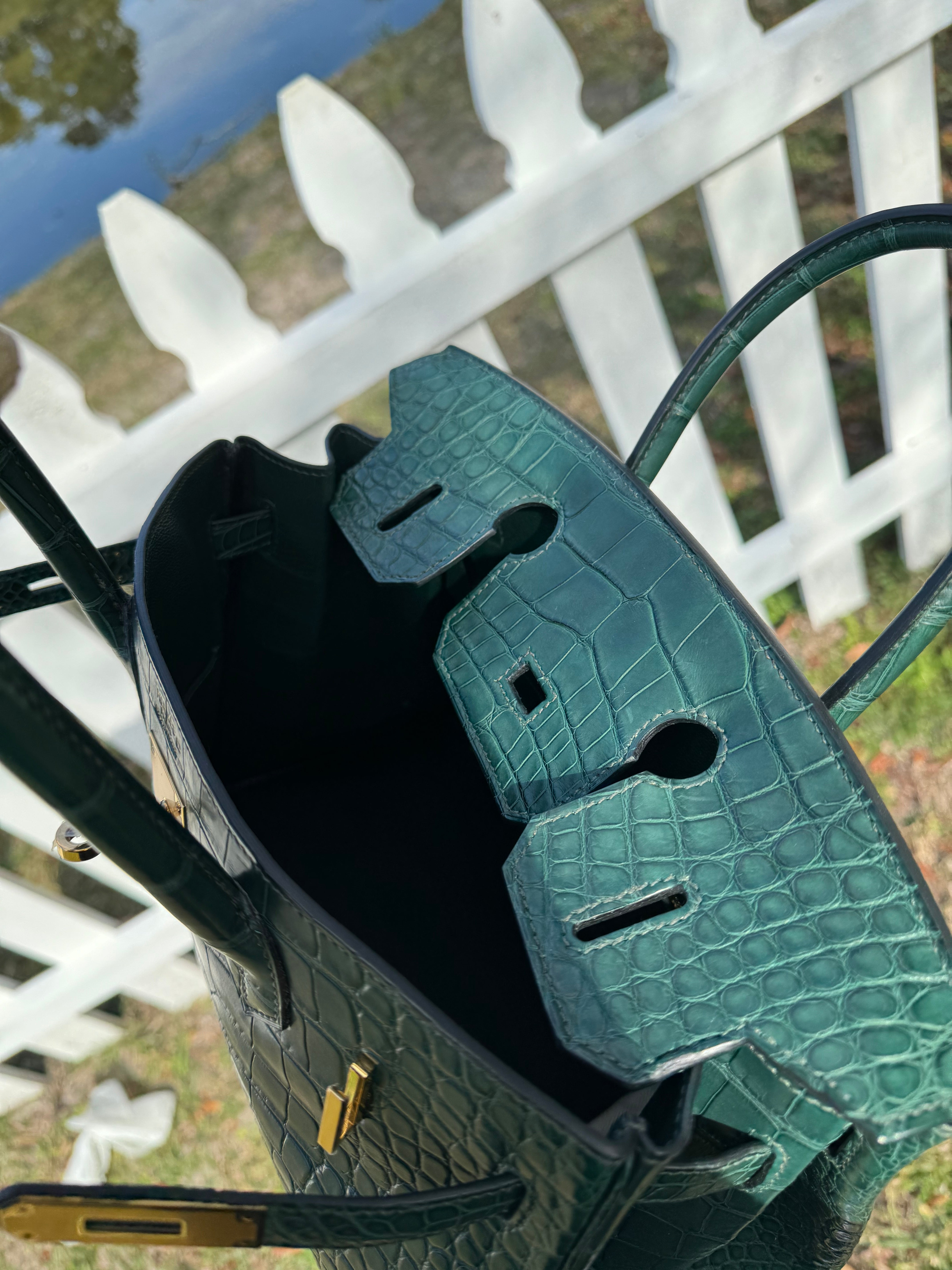 Hermes Matte Croc Vert Fonce Birkin 30 – Its A Luv Story