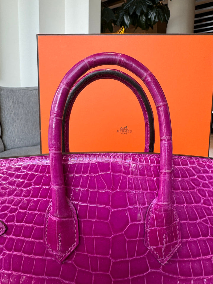 Hermes 2021 Rose Scheherazade Shiny Niloticus Crocodile Birkin 25