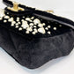 Chanel Black Velvet Mini Pearl Flap Bag