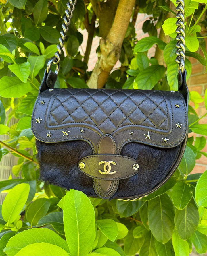 Chanel 2014 PARIS DALLAS MÉTIERS D'ART PONY HAIR CROSSBODY BULLET Flap Bag