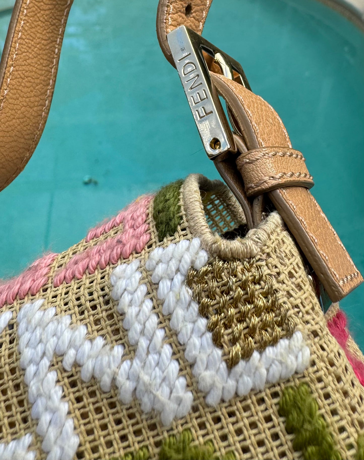 Fendi Multicolor Crochet Logo Baguette