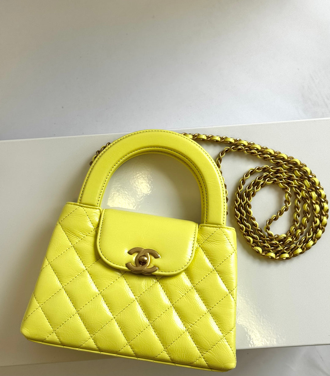Chanel 2025 Yellow Shiny Calfskin Mini Kelly