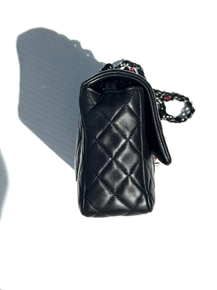 Chanel 2011 Black Ladybug Medium Lambskin Flap Bag
