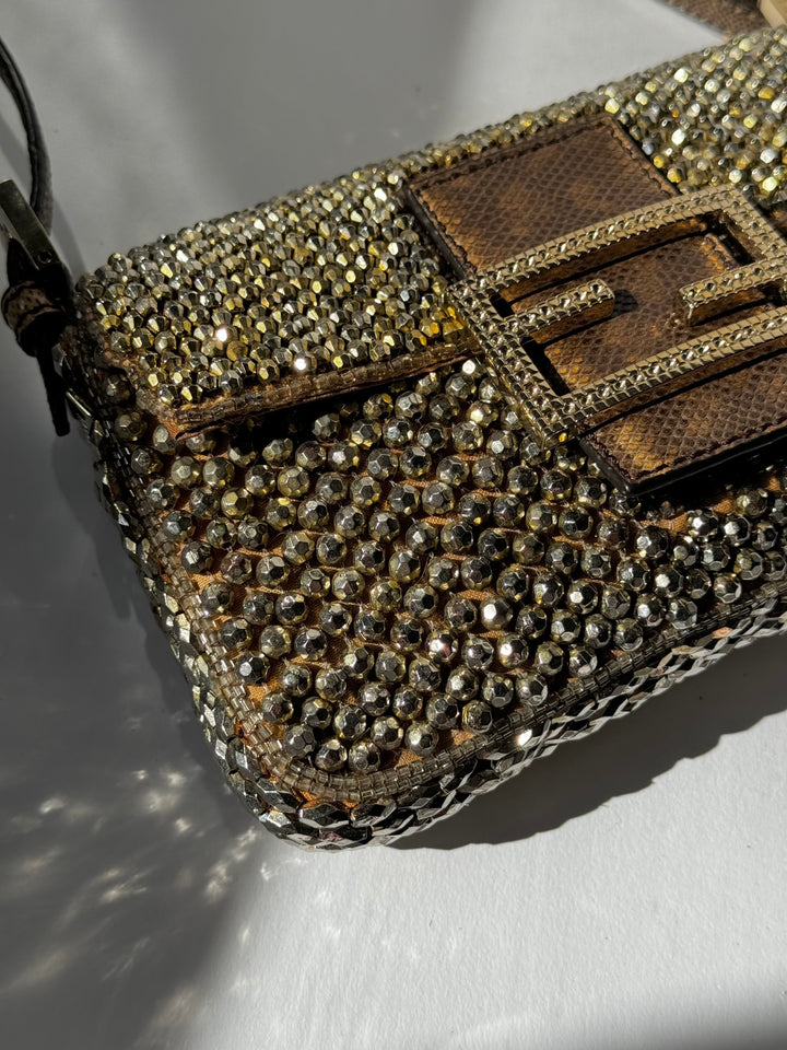 Fendi Mini Karung Trimmed Embellished Baguette