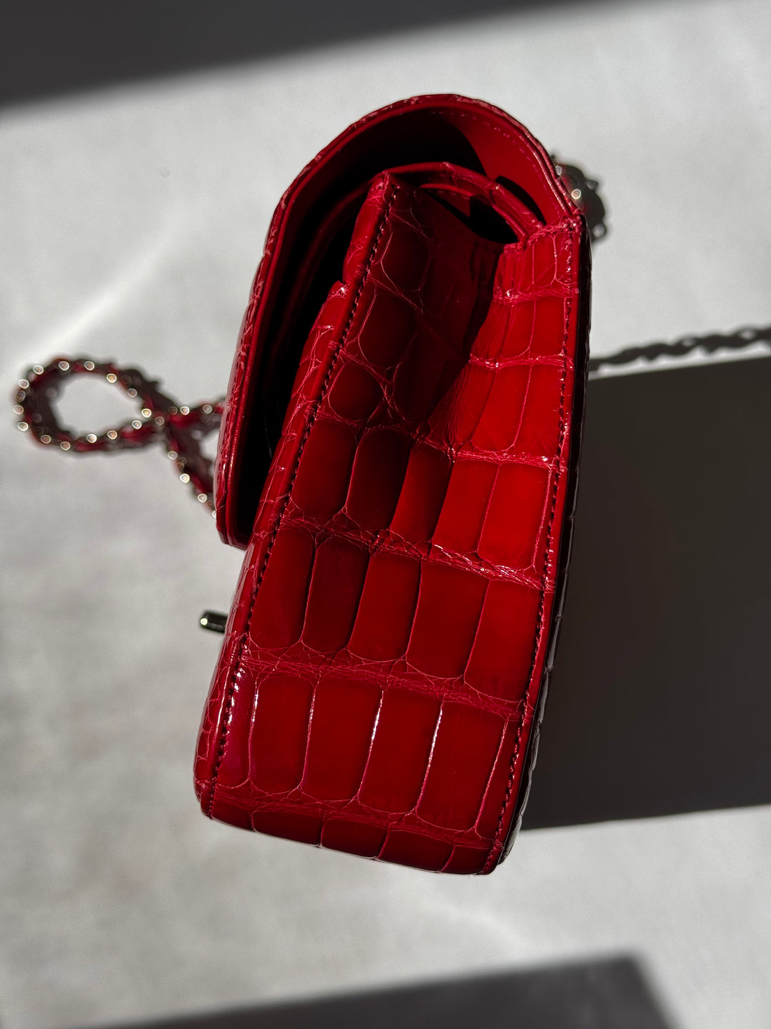 Chanel Red Alligator Medium Classic Flap Bag