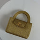 Chanel RARE 1998 Gold Silk Woven Mini Kelly