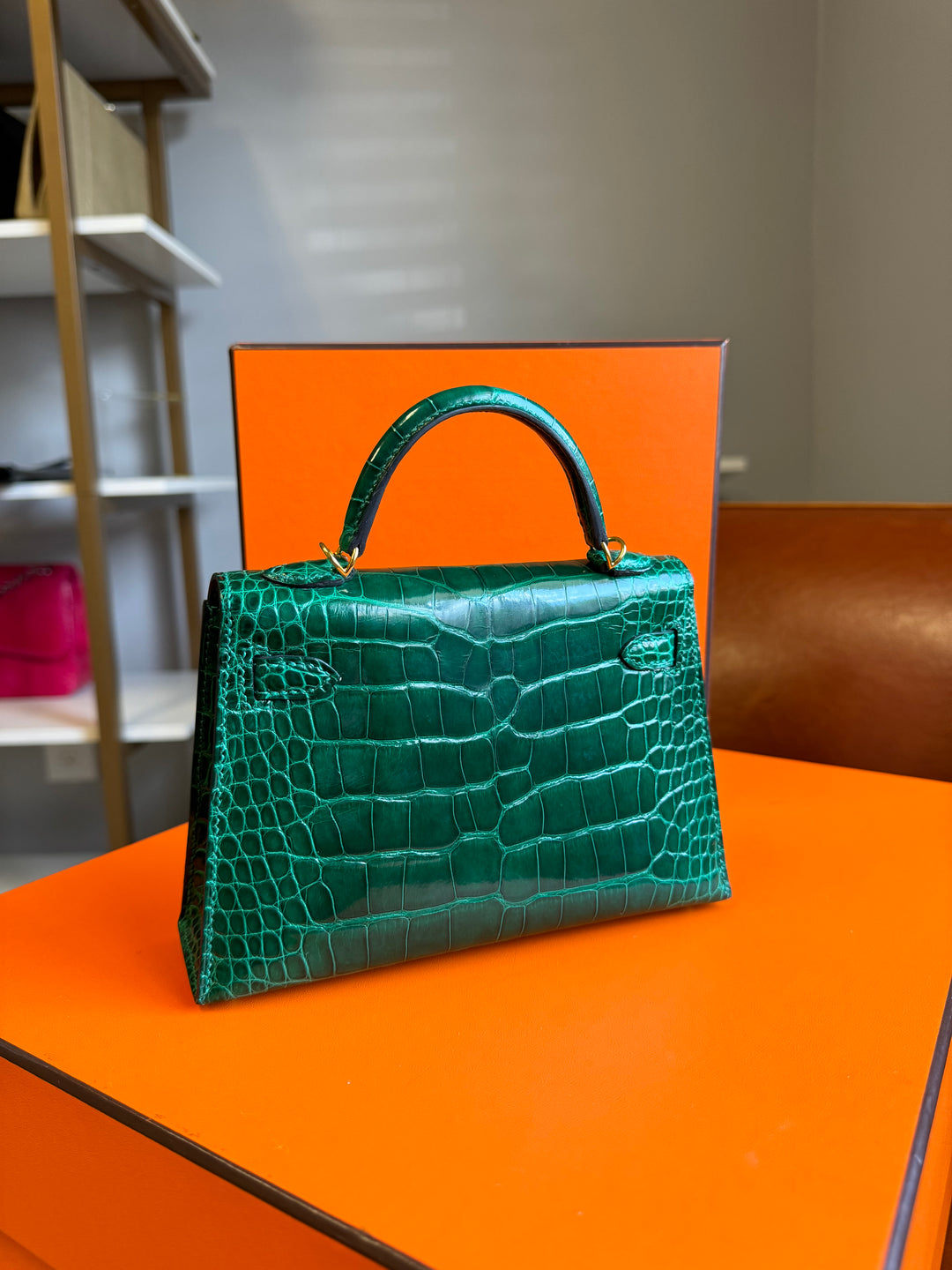 Hermes Emerald Alligator Mini Kelly