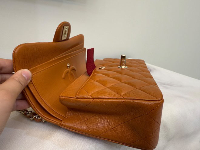 Chanel 21A Small Caramel Caviar Classic Flap Bag + LGHW