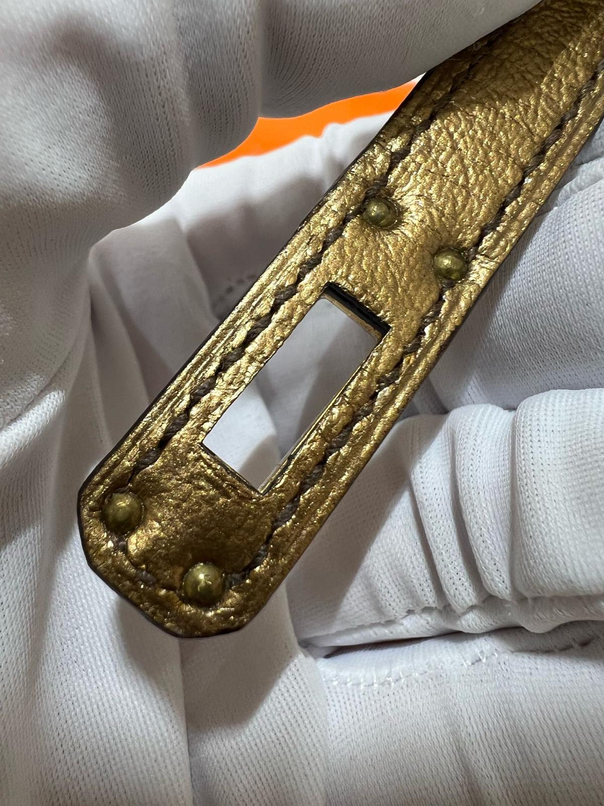 Hermes Limited Edition Bronze Chèvre Metallic Kelly 25 Sellier