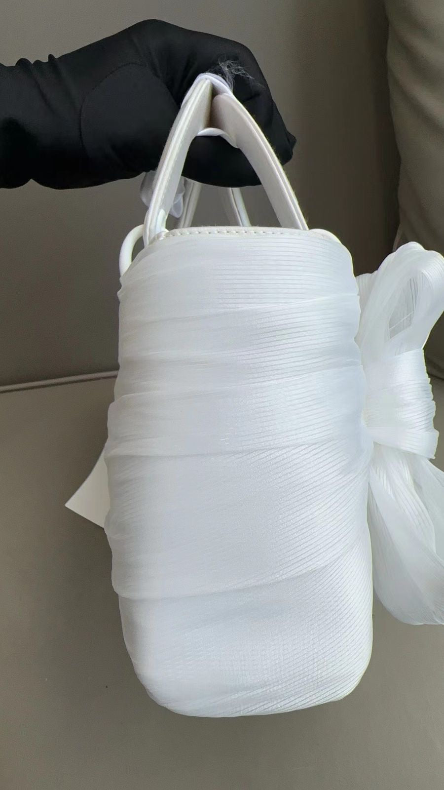 2023 Lady Dior Small White LED Twill Embellished Bag