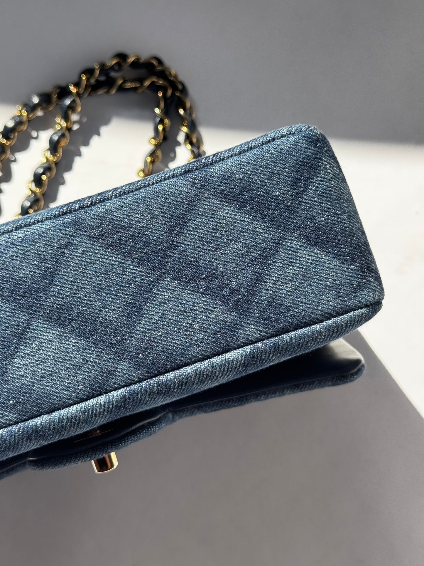 Chanel 22K Small Denim Classic Double Flap Bag