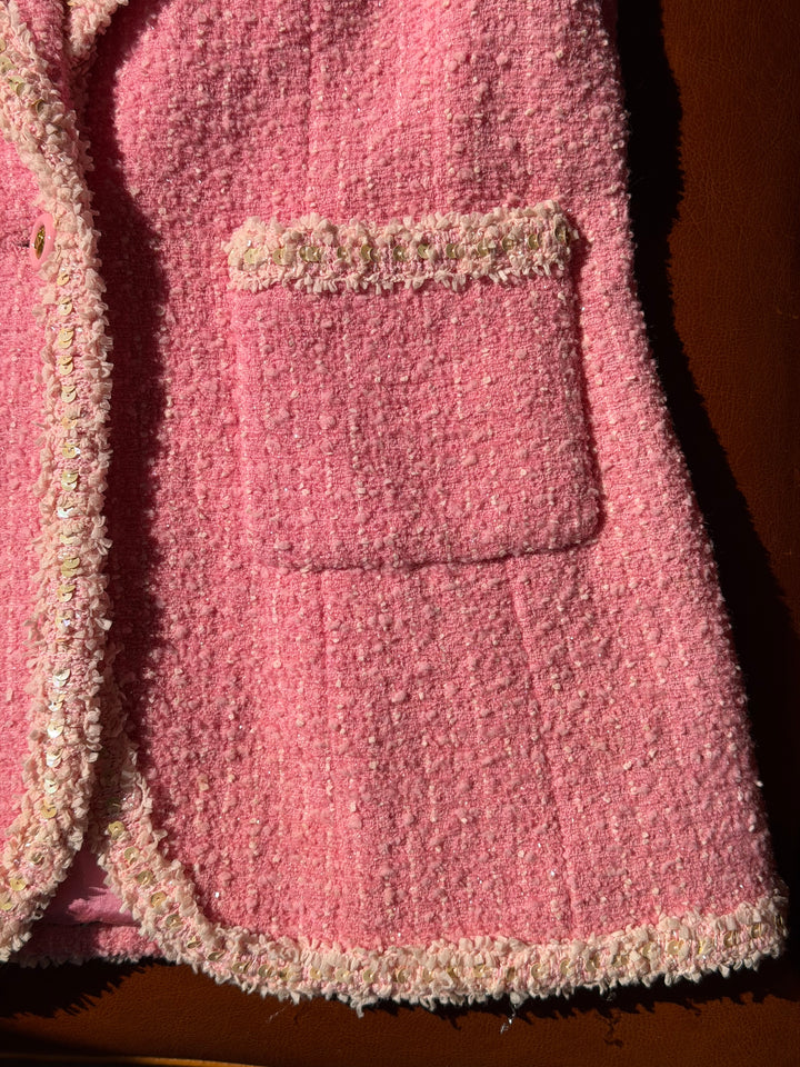Chanel 1995 Spring “Barbie” Pink Tweed Skirt Suit