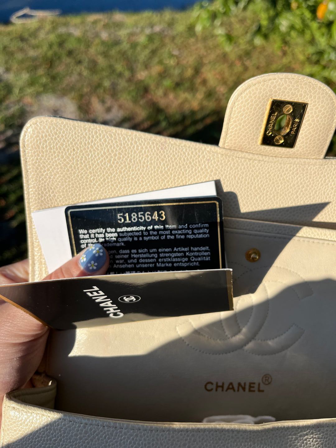 Chanel 1997 Beige Claire Medium Caviar Classic Flap