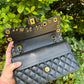 CHANEL 2019 PIERCING CHARMS BLACK MEDIUM CLASSIC DOUBLE FLAP BAG