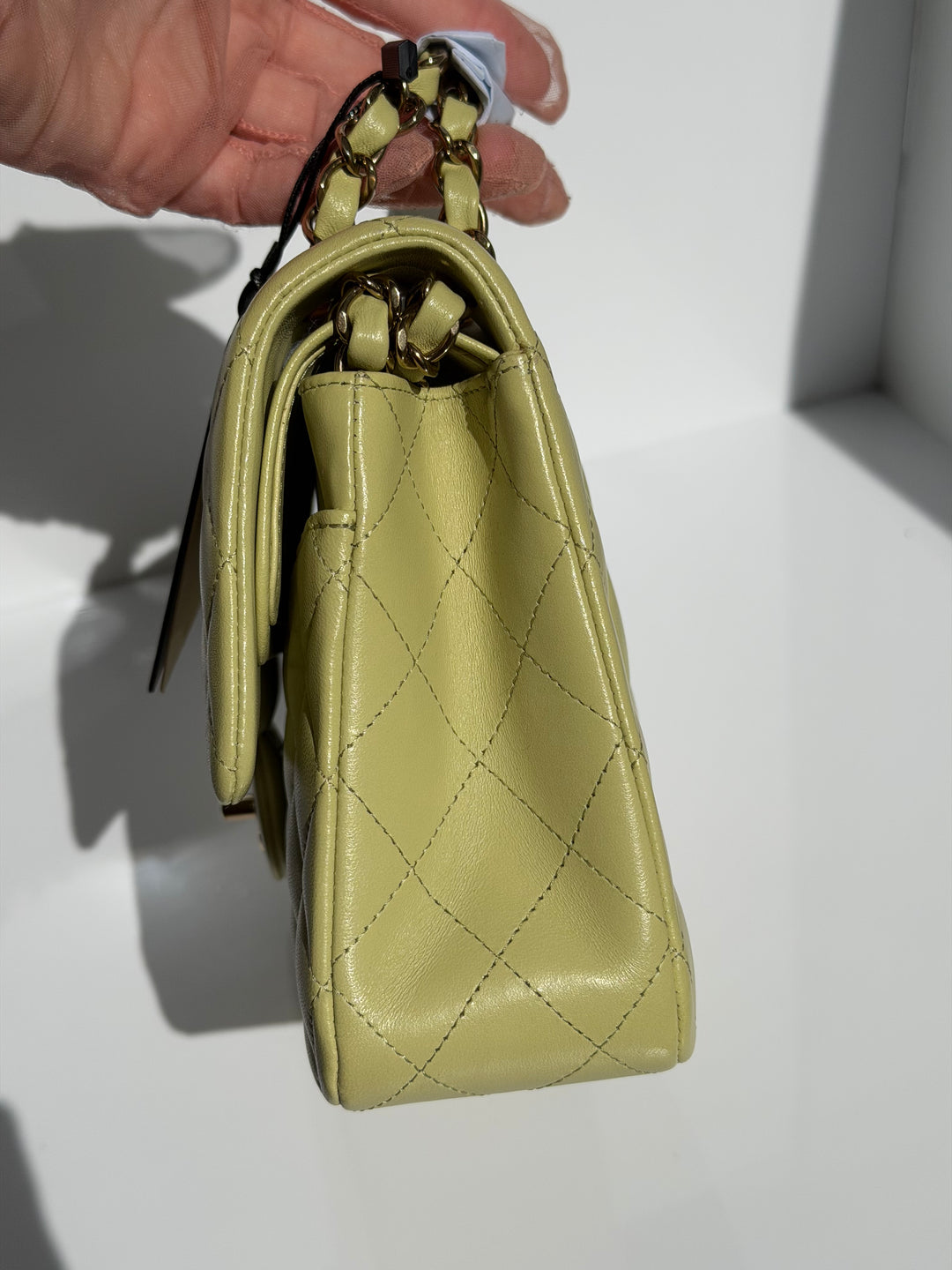 Chanel Medium Classic Flap Bag Pistachio Green Lambskin Gold Tone Hardware 2021