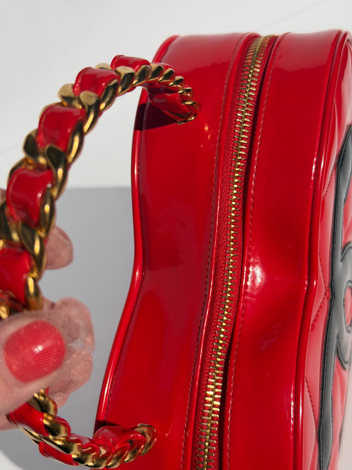 Chanel Barbie Red Heart Vanity Bag 24K Gold-Plated Hardware 1995