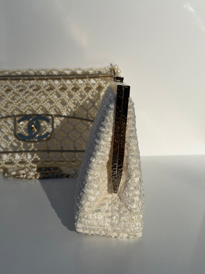 Chanel 2014 Pearl Embellished Caged Flap Minaudière Bag