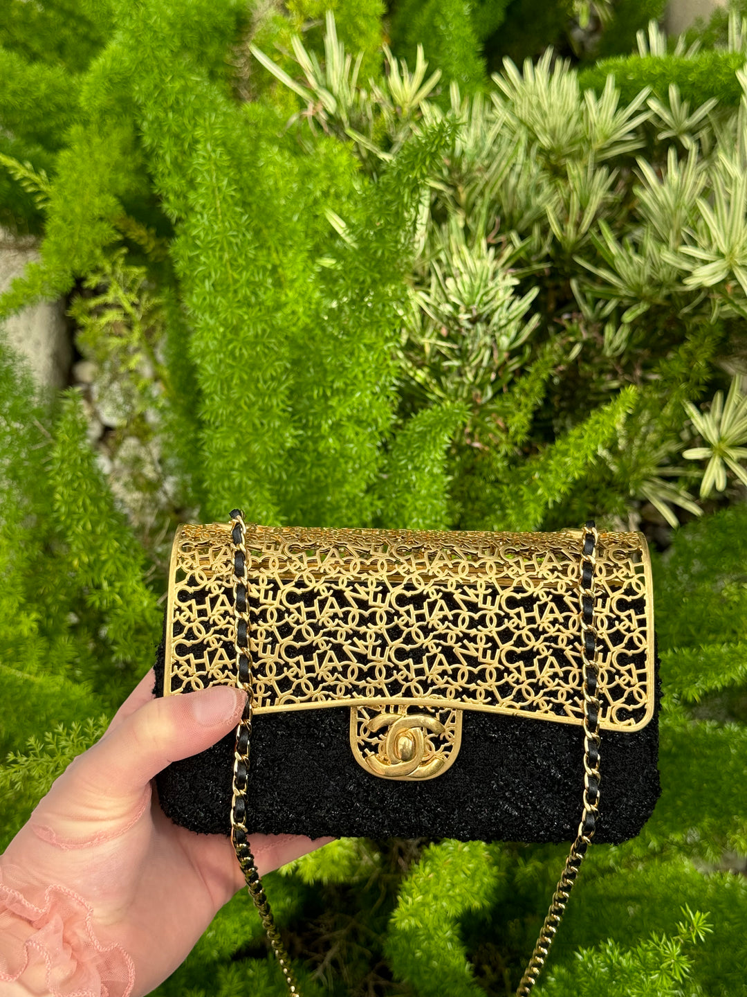 Chanel 2022 Limited Edition Tweed Mini Cage Minaudiere Crossbody