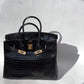 Hermes 18K Yellow Gold Diamond Black Porosus Crocodile Birkin 35