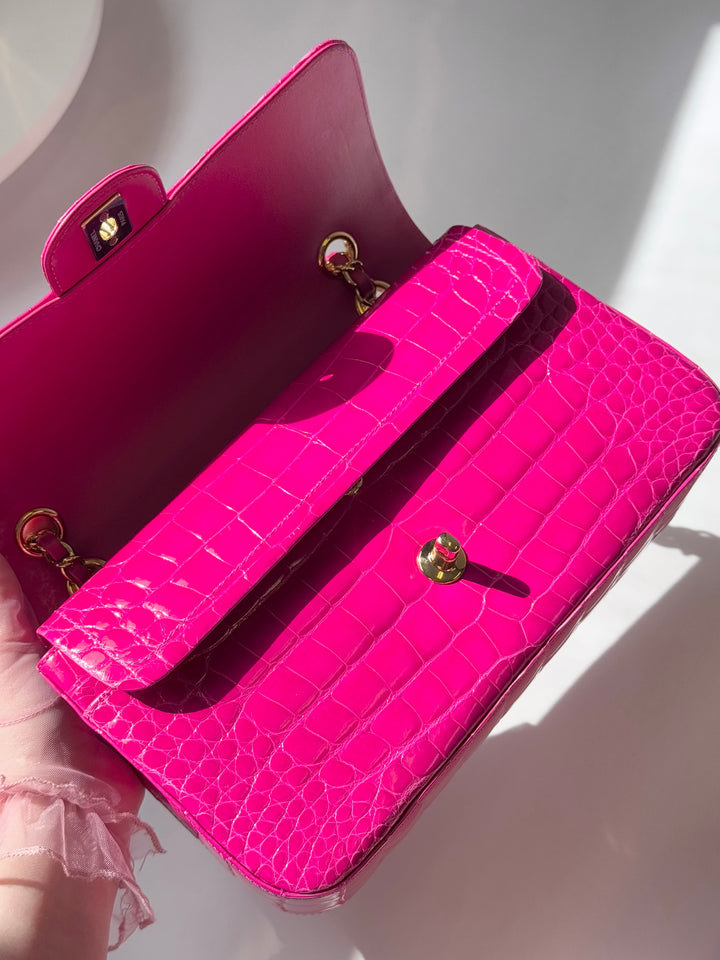 Chanel Fuchsia Alligator Medium Classic Flap Bag