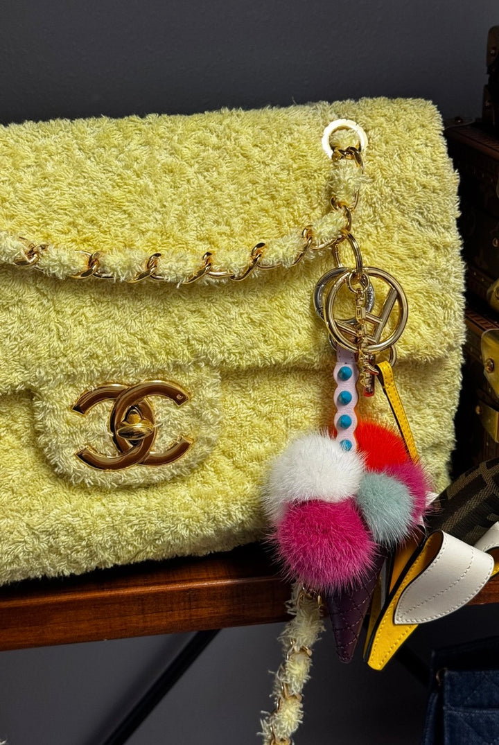 Chanel Yellow Terry Cloth Vintage Maxi Flap Bag