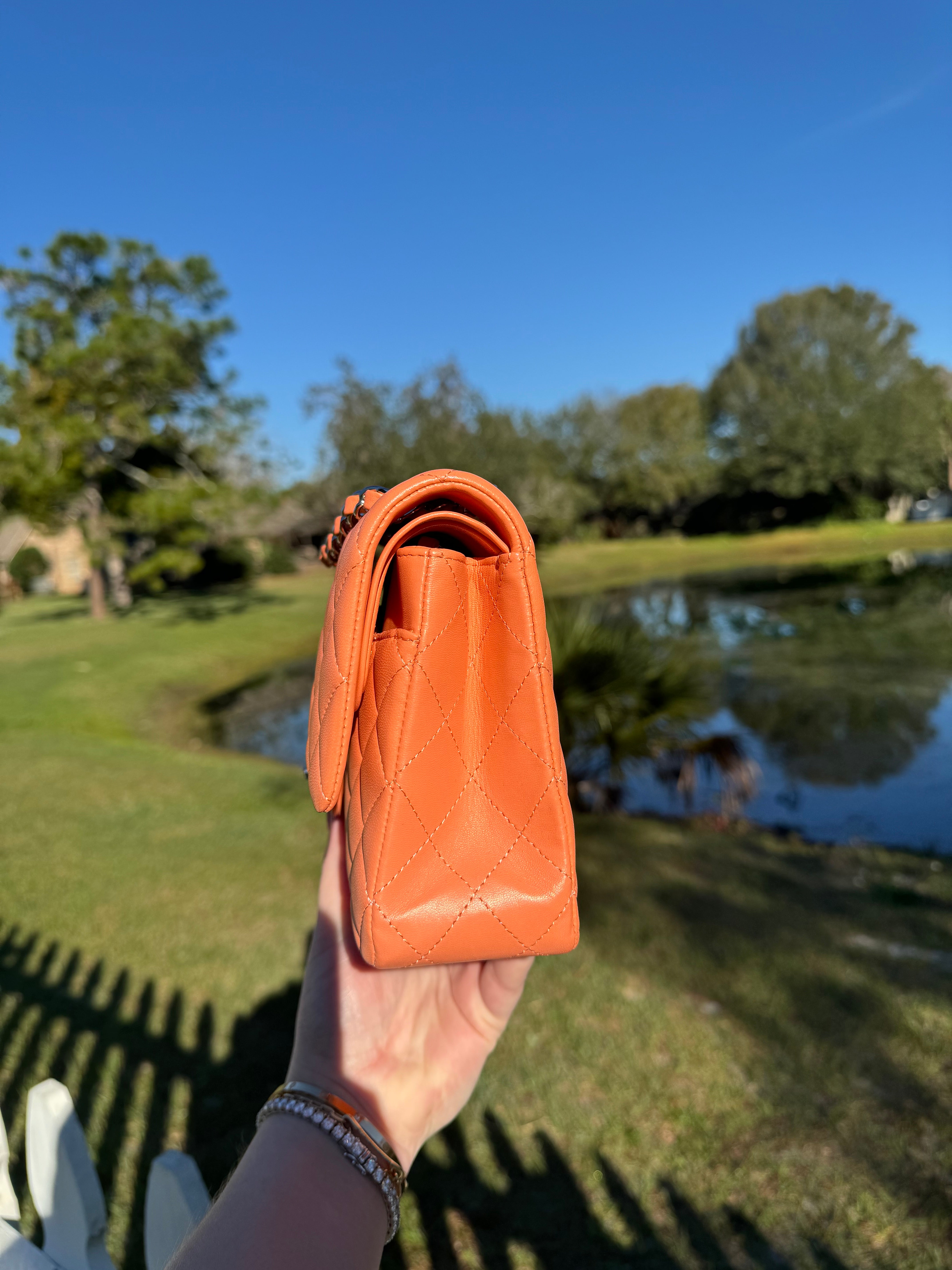 Chanel 21S Orange Neon Lambskin Medium Flap Bag – Its A Luv Story