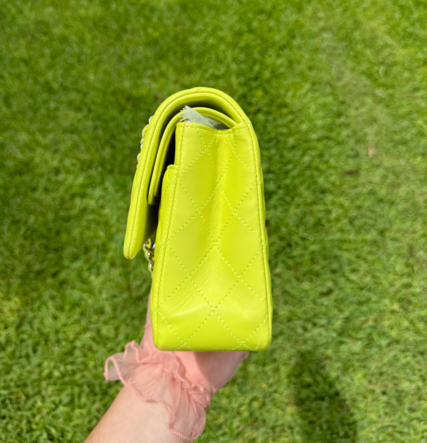 Chanel 21S Yellow Neon Lambskin Medium Flap Bag