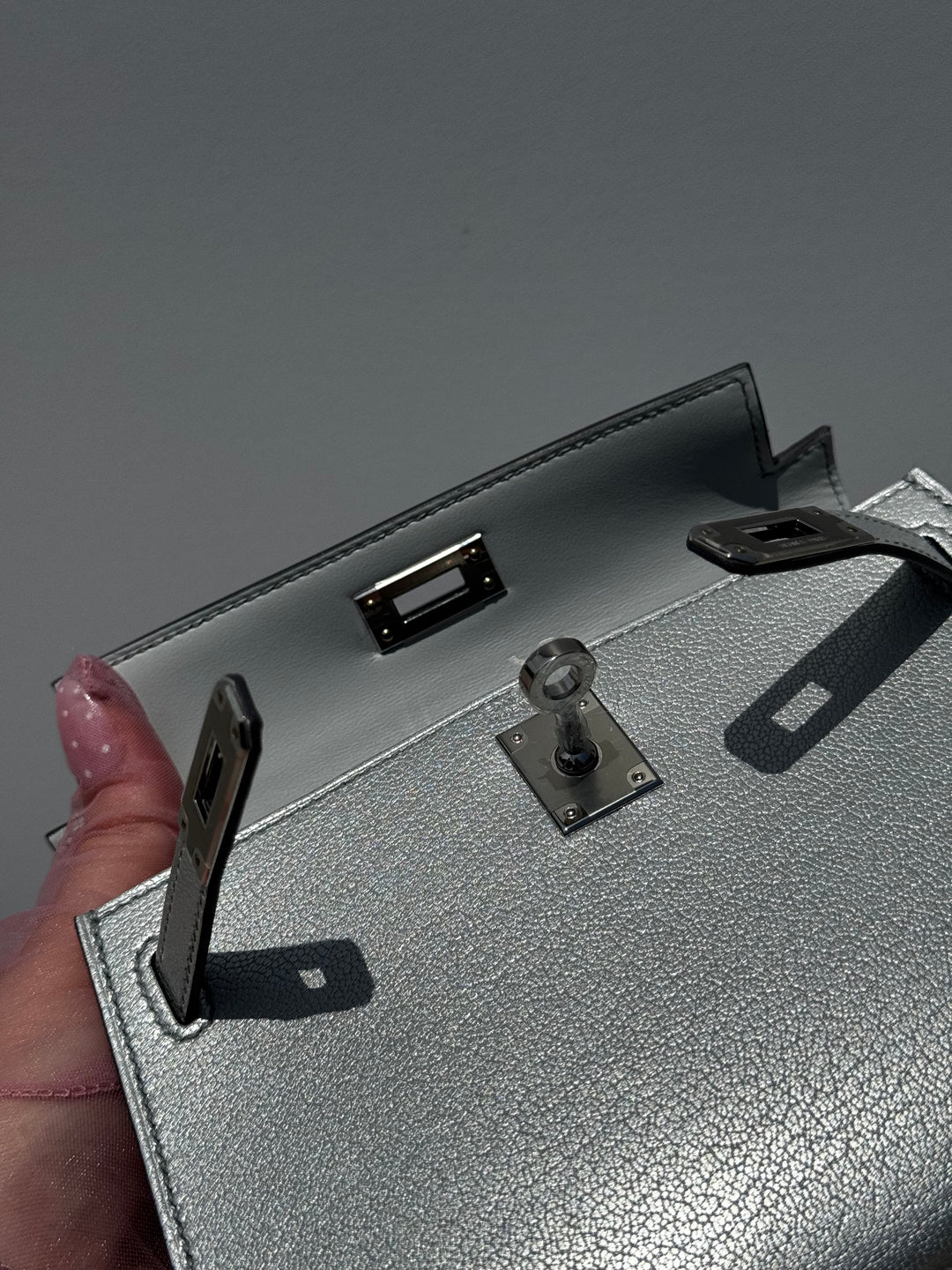 Hermes Mini Sellier Argent Silver Metallic Chevre Chamkilight Kelly 20