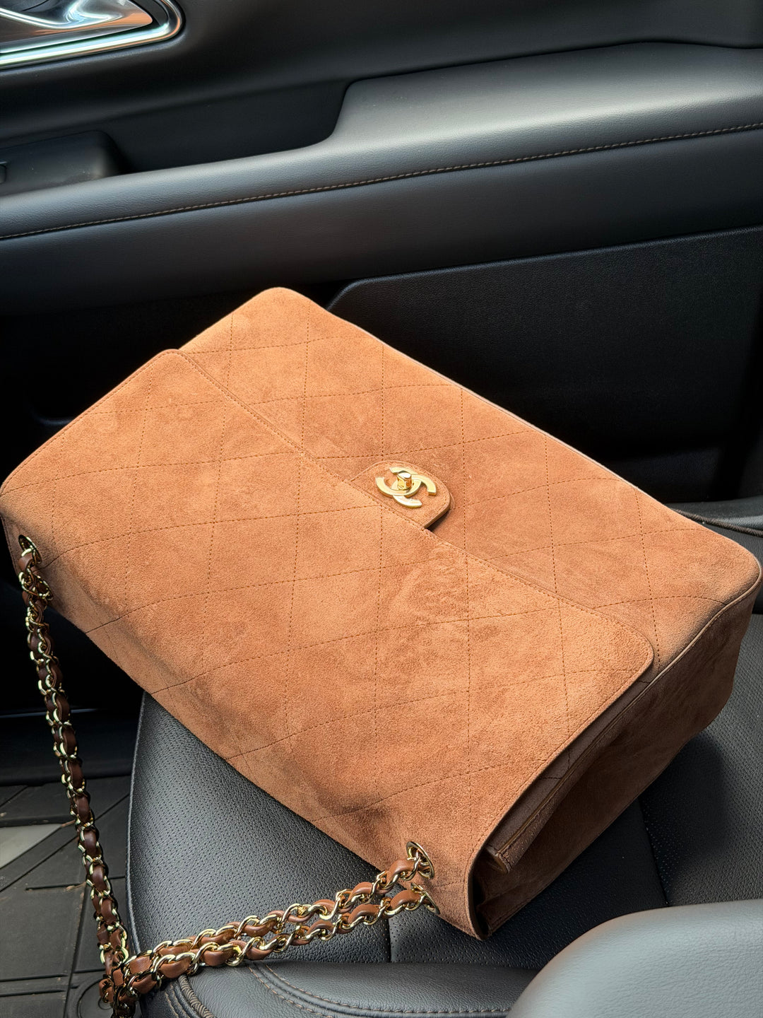 Chanel Maxi Flap Souplissimo Suede Calfskin Camel Gold Hardware 2026
