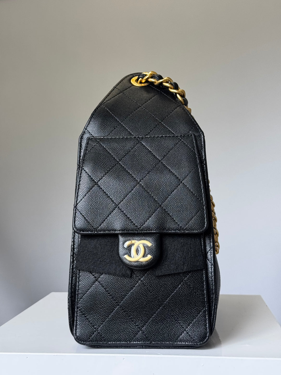 Chanel 25 Black Small Caviar Hobo Bag