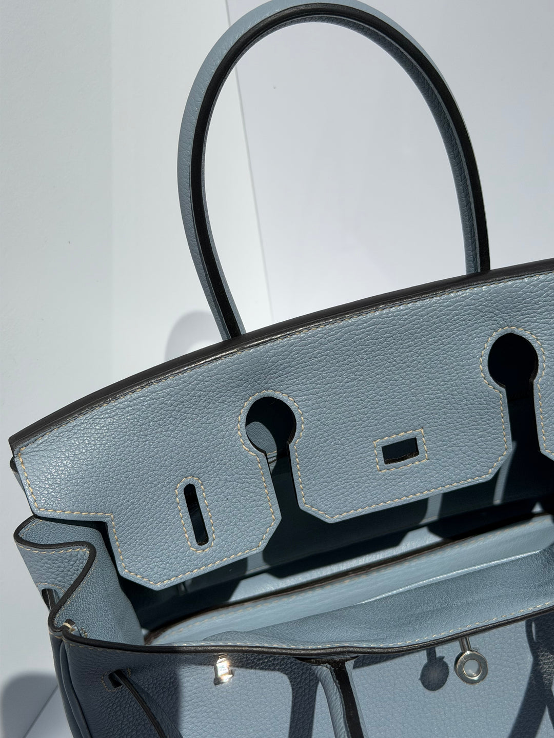 Hermès Birkin 30 Bleu Lin Togo Palladium Hardware 2012