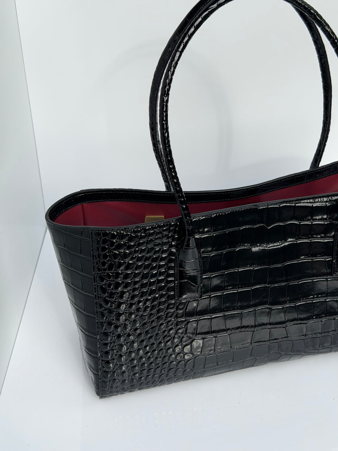 Chanel Small Shopping Bag Crocodile Embossed Calfskin Black 2026