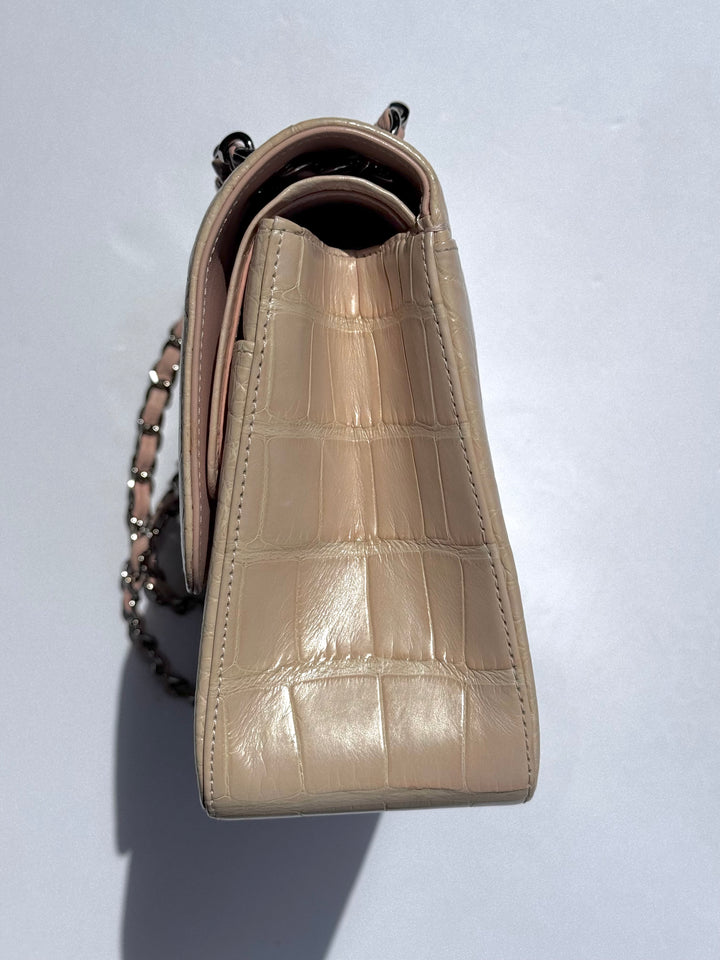 Chanel Jumbo Pink Alligator Double Flap Bag