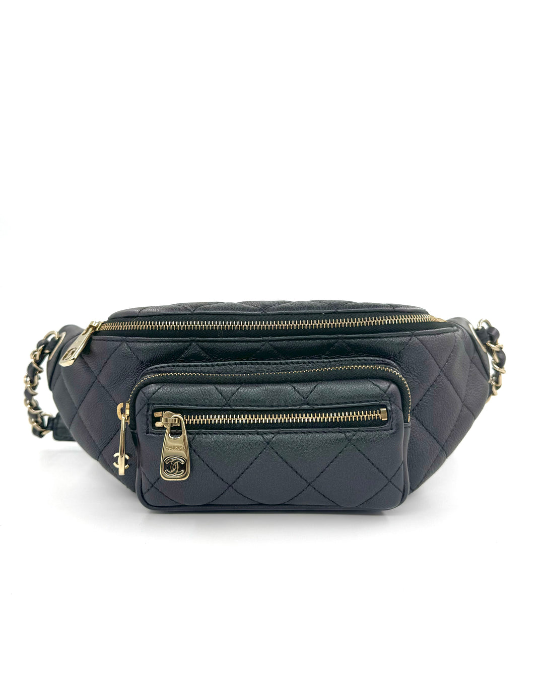 Chanel 2019 Black Iridescent Calfskin Waist Bag