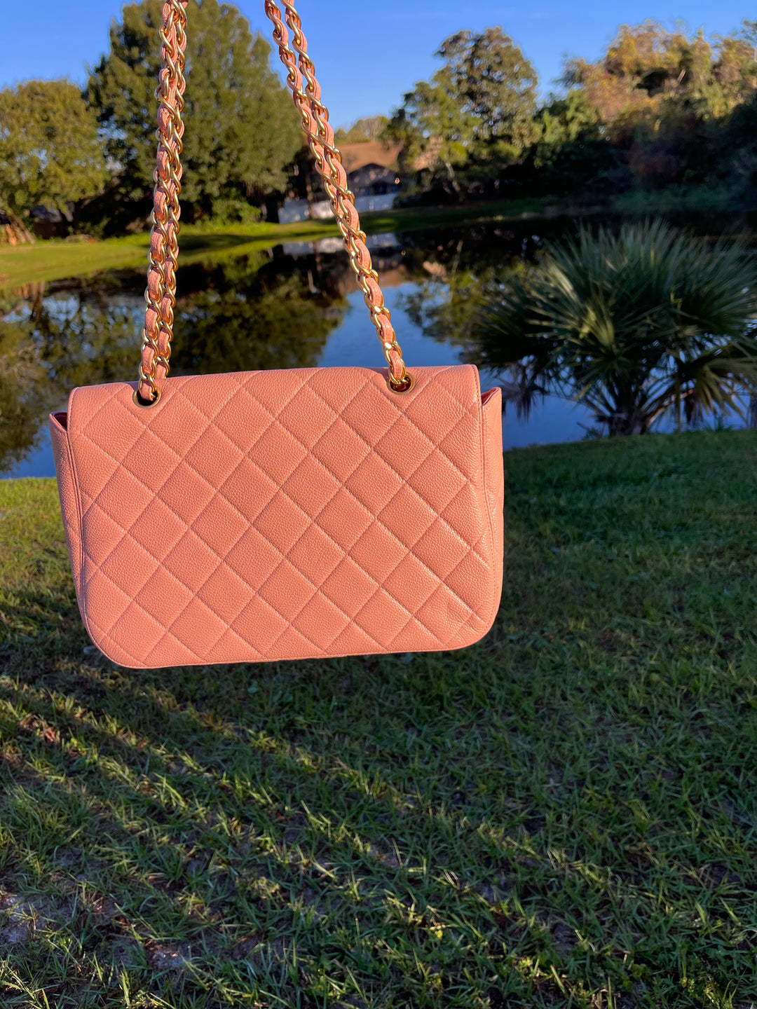 Chanel Light Pink Quilted Caviar XL Jumbo Single Flap