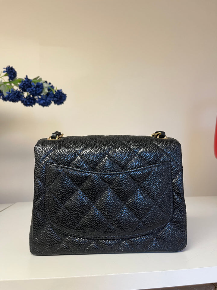 Chanel Black Caviar Vintage Mini Square Flap Bag