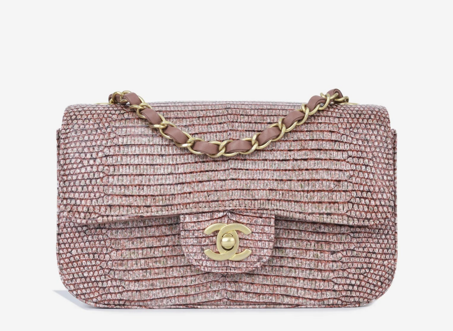 Chanel Mauve Taupe Lizard Mini Rectangular Flap Bag