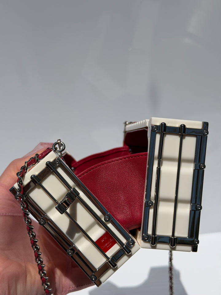 Chanel Shipping Container Bag Lucite White Silver Hardware 2018