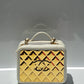 Chanel 21K Small White Lambskin Golden Plate Vanity Case