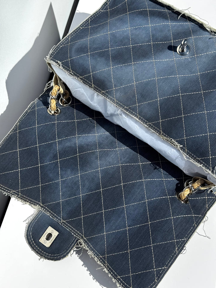 Chanel Denim Paris Dubai Jumbo Pom-Pom Flap